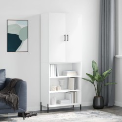 vidaXL Aparador alto madera contrachapada blanco brillo 69,5x34x180 cm