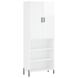 vidaXL Aparador alto madera contrachapada blanco brillo 69,5x34x180 cm