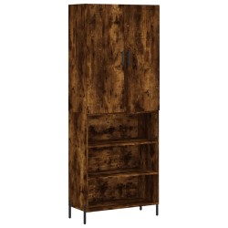 vidaXL Aparador alto madera contrachapada roble ahumado 69,5x34x180 cm
