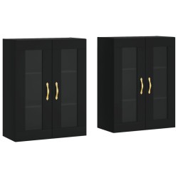 vidaXL Armarios de pared 2 uds madera de ingeniería negro