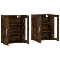 vidaXL Armarios de pared 2 uds madera de ingeniería roble ahumado vidaXL Armarios de pared 2 uds madera de ingeniería roble ahumado