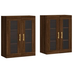 vidaXL Armarios de pared 2 uds madera de ingeniería marrón roble