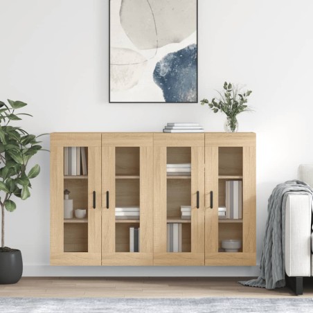 vidaXL Armarios de pared 2 uds madera de ingeniería roble Sonoma