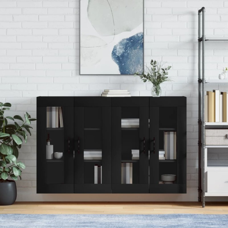 vidaXL Armarios de pared 2 uds madera de ingeniería negro vidaXL Armarios de pared 2 uds madera de ingeniería negro