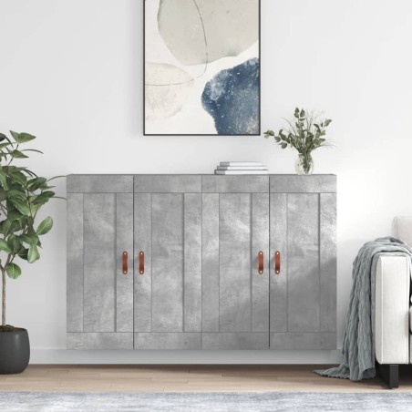 vidaXL Armarios de pared 2 uds madera de ingeniería gris hormigón