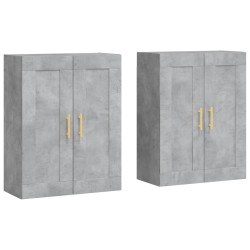 vidaXL Armarios de pared 2 uds madera de ingeniería gris hormigón