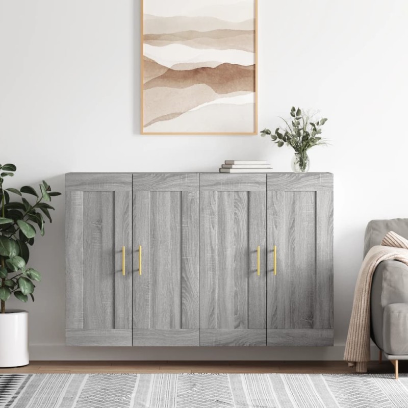 vidaXL Armarios de pared 2 uds madera de ingeniería gris Sonoma vidaXL Armarios de pared 2 uds madera de ingeniería gris Sonoma