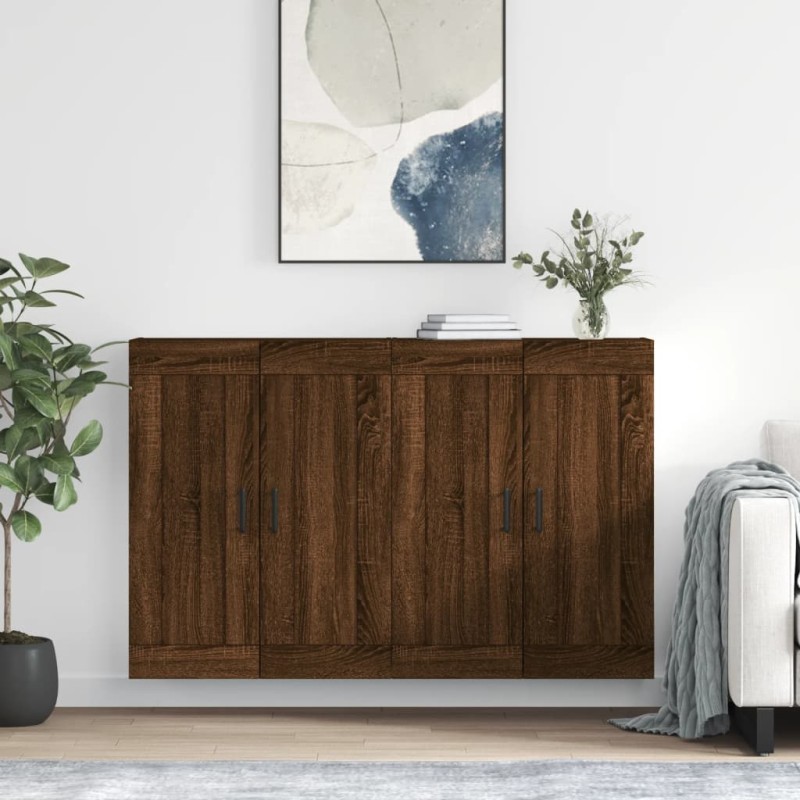 vidaXL Armarios de pared 2 uds madera de ingeniería marrón roble vidaXL Armarios de pared 2 uds madera de ingeniería marrón roble