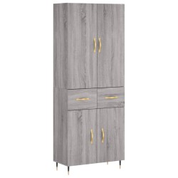 vidaXL Aparador alto madera contrachapada gris sonoma 69,5x34x180 cm