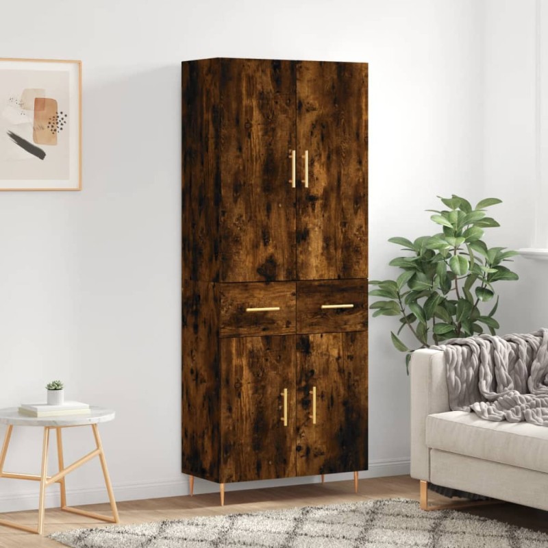 vidaXL Aparador alto madera contrachapada roble ahumado 69,5x34x180 cm vidaXL Aparador alto madera contrachapada roble ahumado 69,5x34x180 cm