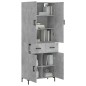 vidaXL Aparador alto madera contrachapada gris hormigón 69,5x34x180 cm vidaXL Aparador alto madera contrachapada gris hormigón 69,5x34x180 cm