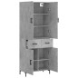 vidaXL Aparador alto madera contrachapada gris hormigón 69,5x34x180 cm vidaXL Aparador alto madera contrachapada gris hormigón 69,5x34x180 cm