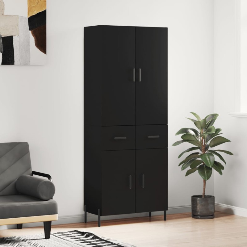 vidaXL Aparador alto madera contrachapada negro 69,5x34x180 cm vidaXL Aparador alto madera contrachapada negro 69,5x34x180 cm