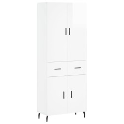 vidaXL Aparador alto madera contrachapada blanco brillo 69,5x34x180 cm