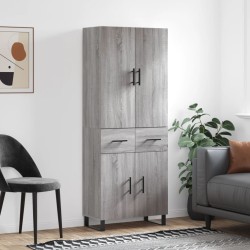 vidaXL Aparador alto madera contrachapada gris sonoma 69,5x34x180 cm