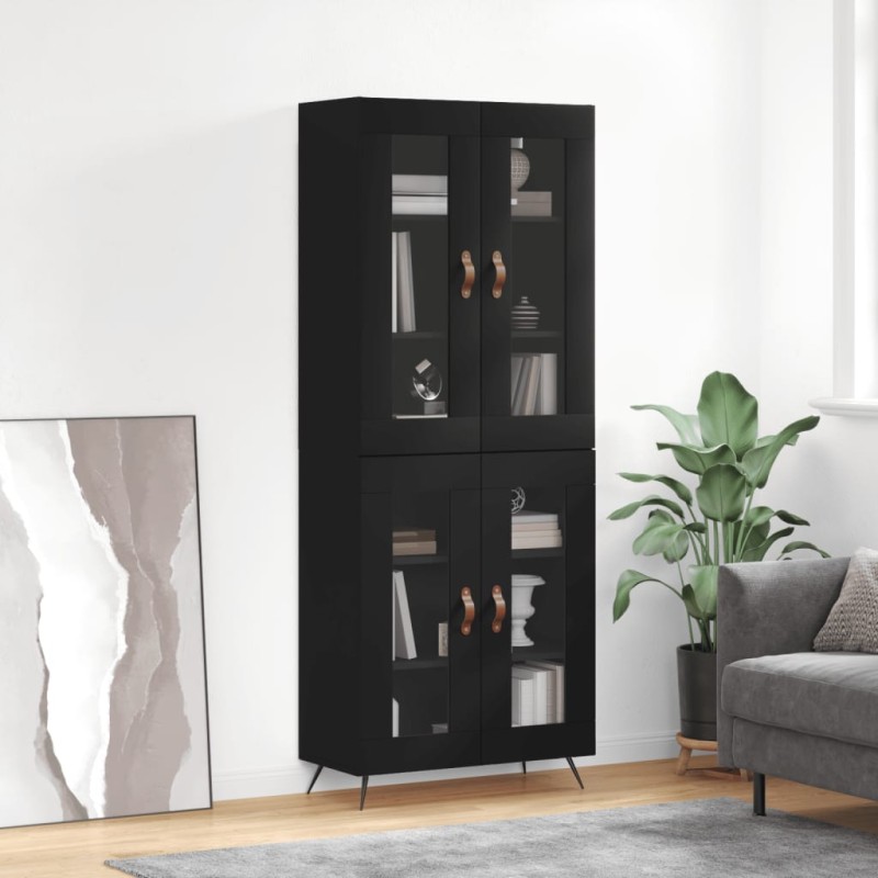 vidaXL Aparador alto madera contrachapada negro 69,5x34x180 cm vidaXL Aparador alto madera contrachapada negro 69,5x34x180 cm