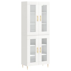 vidaXL Aparador alto madera contrachapada blanco brillo 69,5x34x180 cm