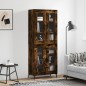 vidaXL Aparador alto madera contrachapada roble ahumado 69,5x34x180 cm