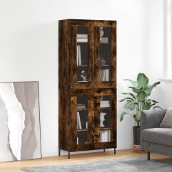 vidaXL Aparador alto madera contrachapada roble ahumado 69,5x34x180 cm