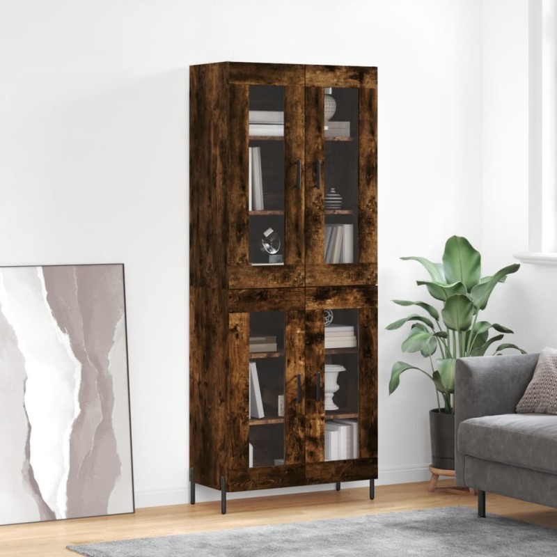 vidaXL Aparador alto madera contrachapada roble ahumado 69,5x34x180 cm vidaXL Aparador alto madera contrachapada roble ahumado 69,5x34x180 cm