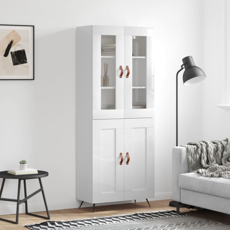 vidaXL Aparador alto madera contrachapada blanco brillo 69,5x34x180 cm vidaXL Aparador alto madera contrachapada blanco brillo 69,5x34x180 cm