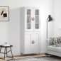 vidaXL Aparador alto madera contrachapada blanco brillo 69,5x34x180 cm vidaXL Aparador alto madera contrachapada blanco brillo 69,5x34x180 cm
