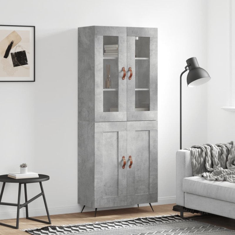 vidaXL Aparador alto madera contrachapada gris hormigón 69,5x34x180 cm vidaXL Aparador alto madera contrachapada gris hormigón 69,5x34x180 cm