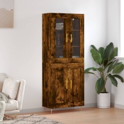vidaXL Aparador alto madera contrachapada roble ahumado 69,5x34x180 cm