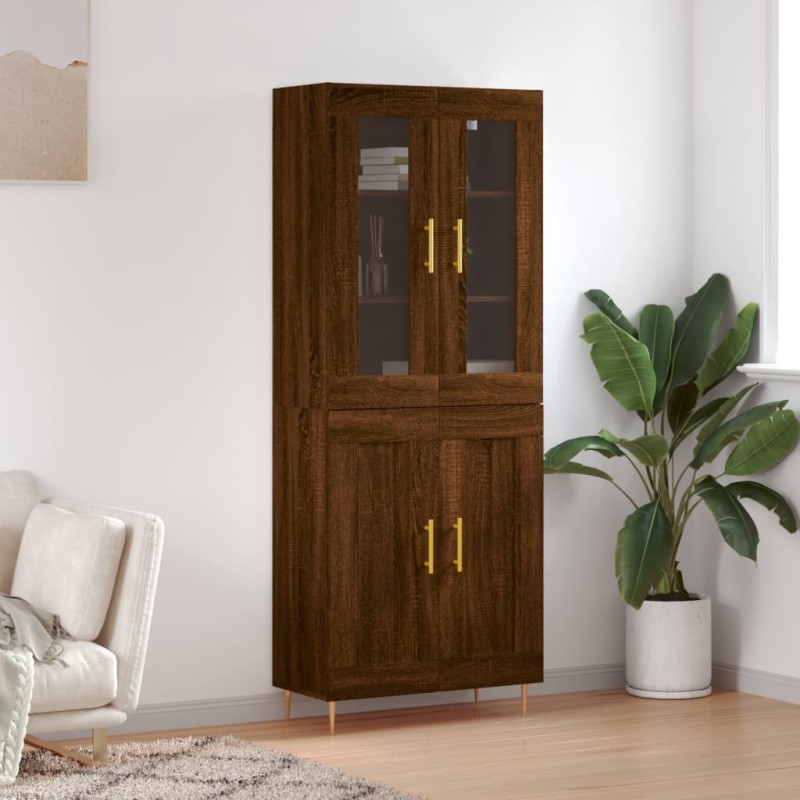 vidaXL Aparador alto madera contrachapada marrón roble 69,5x34x180 cm vidaXL Aparador alto madera contrachapada marrón roble 69,5x34x180 cm