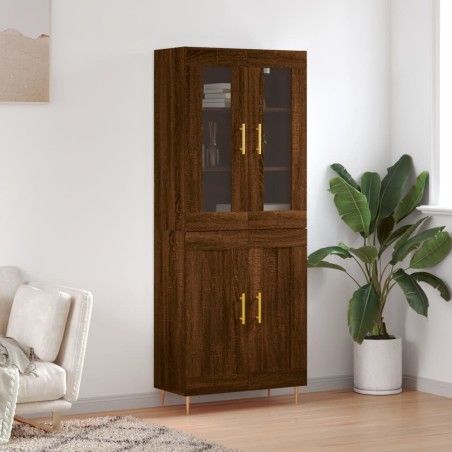 vidaXL Aparador alto madera contrachapada marrón roble 69,5x34x180 cm