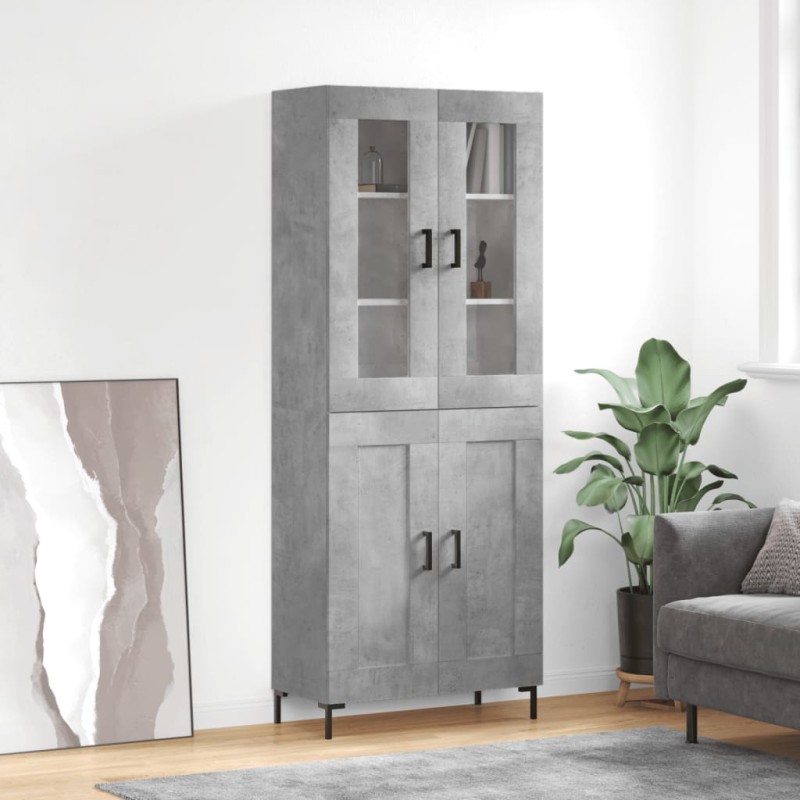 vidaXL Aparador alto madera contrachapada gris hormigón 69,5x34x180 cm vidaXL Aparador alto madera contrachapada gris hormigón 69,5x34x180 cm