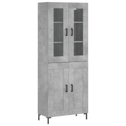 vidaXL Aparador alto madera contrachapada gris hormigón 69,5x34x180 cm