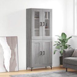 vidaXL Aparador alto madera contrachapada gris sonoma 69,5x34x180 cm