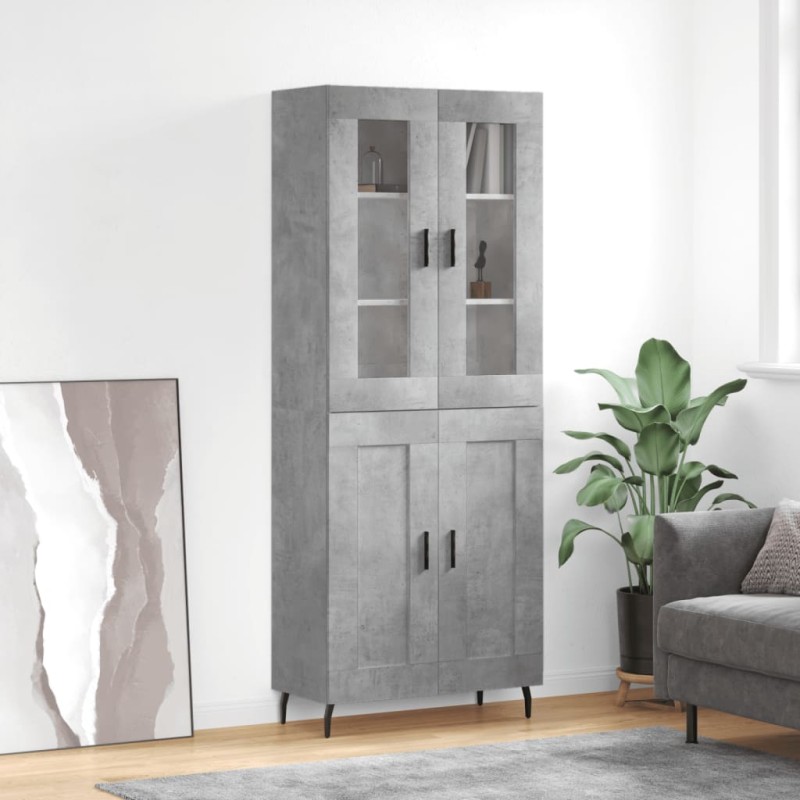 vidaXL Aparador alto madera contrachapada gris hormigón 69,5x34x180 cm vidaXL Aparador alto madera contrachapada gris hormigón 69,5x34x180 cm