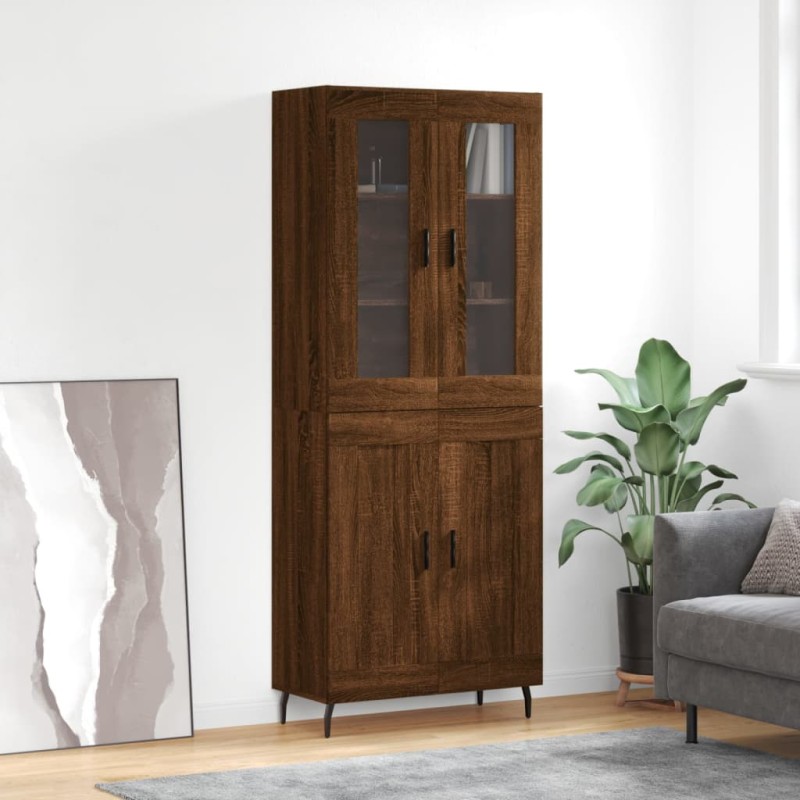 vidaXL Aparador alto madera contrachapada marrón roble 69,5x34x180 cm