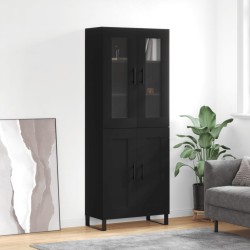 vidaXL Aparador alto madera contrachapada negro 69,5x34x180 cm