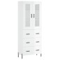 vidaXL Aparador alto madera contrachapada blanco brillo 69,5x34x180 cm