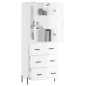 vidaXL Aparador alto madera contrachapada blanco brillo 69,5x34x180 cm
