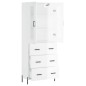 vidaXL Aparador alto madera contrachapada blanco brillo 69,5x34x180 cm