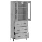 vidaXL Aparador alto madera contrachapada gris hormigón 69,5x34x180 cm vidaXL Aparador alto madera contrachapada gris hormigón 69,5x34x180 cm