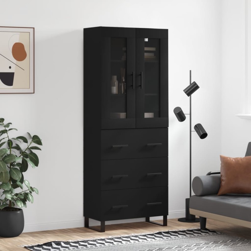 vidaXL Aparador alto madera contrachapada negro 69,5x34x180 cm vidaXL Aparador alto madera contrachapada negro 69,5x34x180 cm