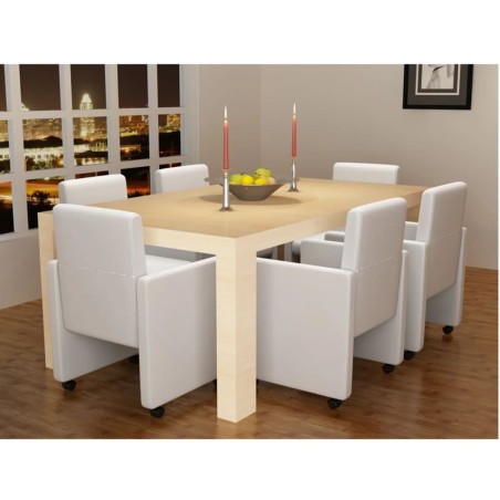  vidaXL Sillas de comedor 6 uds cuero sintético blanco