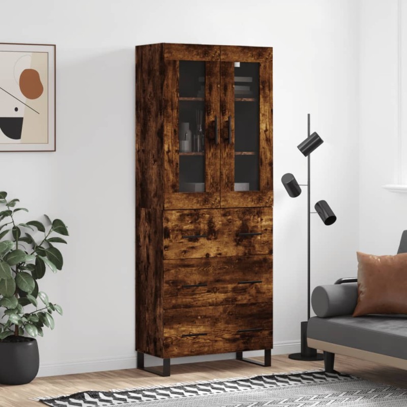 vidaXL Aparador alto madera contrachapada roble ahumado 69,5x34x180 cm vidaXL Aparador alto madera contrachapada roble ahumado 69,5x34x180 cm