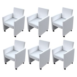  vidaXL Sillas de comedor 6 uds cuero sintético blanco