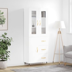 vidaXL Aparador alto madera contrachapada blanco brillo 69,5x34x180 cm