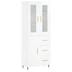 vidaXL Aparador alto madera contrachapada blanco brillo 69,5x34x180 cm