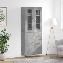 vidaXL Aparador alto madera contrachapada gris hormigón 69,5x34x180 cm