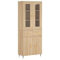 vidaXL Aparador alto madera contrachapada color roble 69,5x34x180 cm