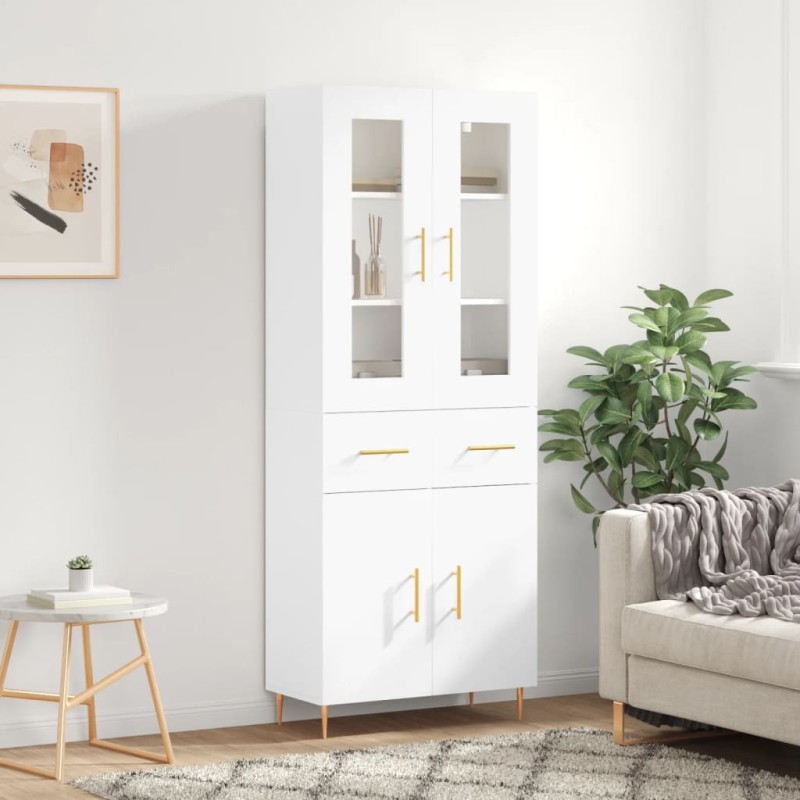 vidaXL Aparador alto madera contrachapada blanco 69,5x34x180 cm vidaXL Aparador alto madera contrachapada blanco 69,5x34x180 cm