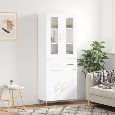 vidaXL Aparador alto madera contrachapada blanco 69,5x34x180 cm